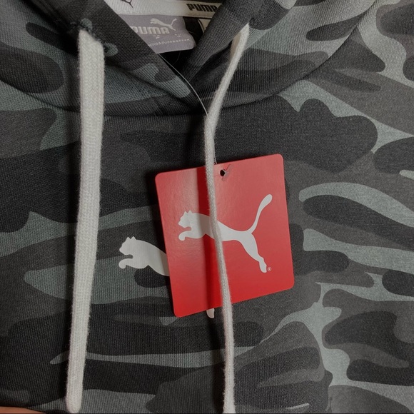 NWT Puma Logo Hoodie Grey Camo Small cotton blend - Picture 5 of 10
